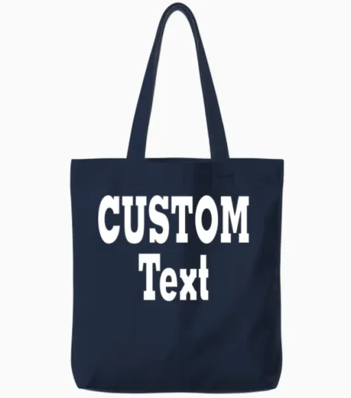 Custom Text Tote Bags in Navy