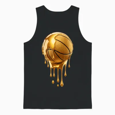 Gold Dripping Basketball Trendy Urban Respect the Drip Unisex Tank Top - Black