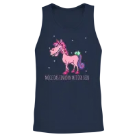 Funny Mythical Creatures, Dinosaurs, Funny Unicorn Unisex Tank Top - Navy – 2