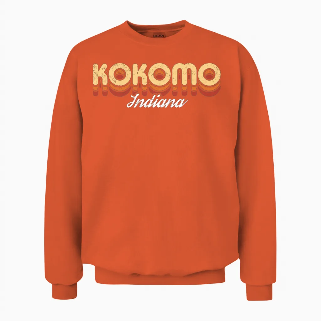Retro Kokomo Indiana Unisex Sweatshirt in Orange