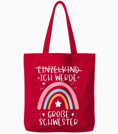 I Will Big Sister 2024 Rainbow Baby Shower T-Shirt, Black Tote Bags - Red