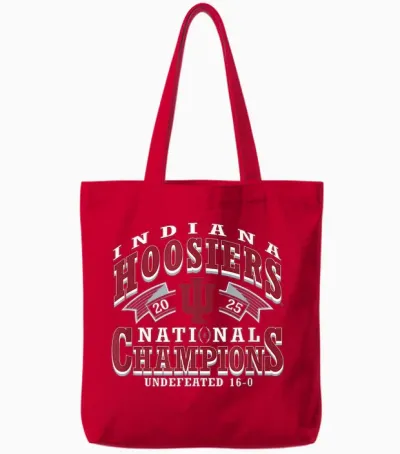 Indiana Hoosiers National Champs 2025 Football Cfp Black Tote Bags - Red
