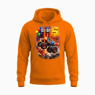 Ich Bin 5 Monstertruck Geburtstag Unisex Hoodie - Safety Orange