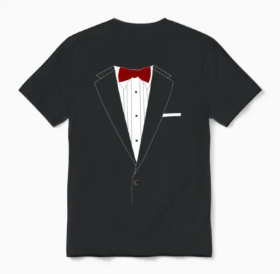 Tuxedo Red Bowtie Unisex T-Shirt - Black