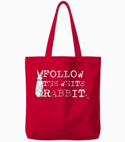 Follow the White Rabbit - Gift Tote Bags - Red