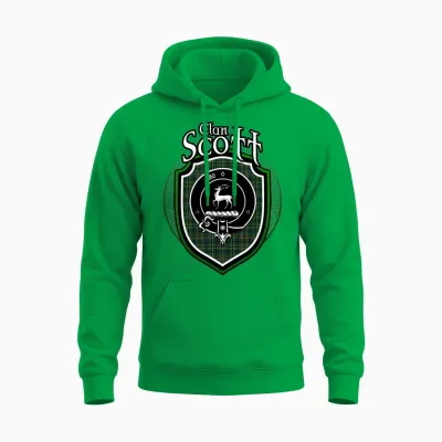 Scott Clan Crest Scottish Clan Scott Family Crest Unisex Hoodie - Irish Green
