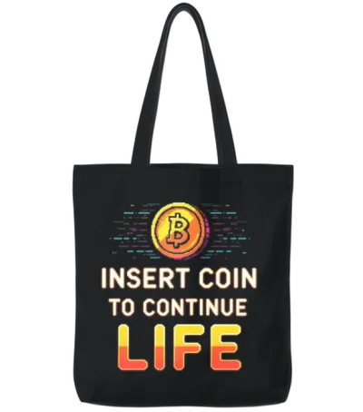 Insert Coin to Continue Life Retro Gaming Tote Bags - Black