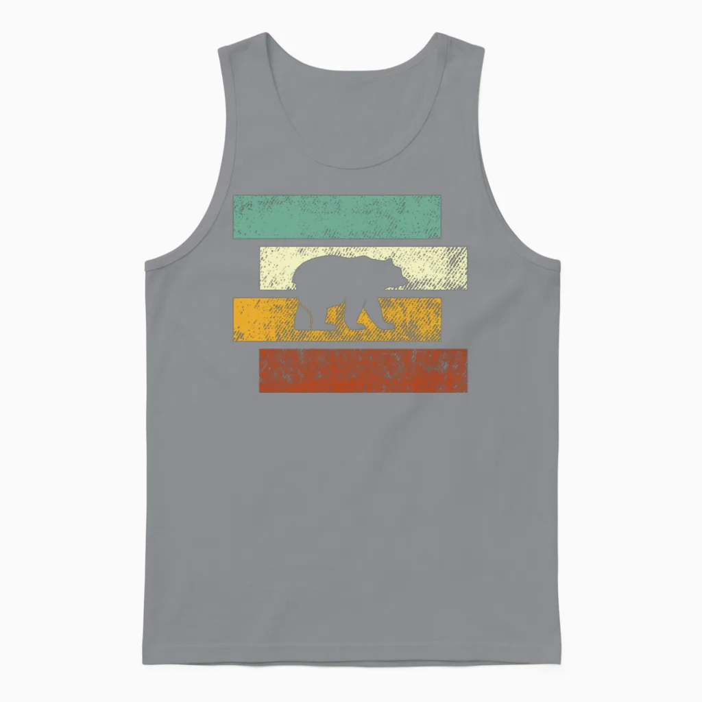 Bear Retro Wildlife Gift Unisex Tank Top in Sport Grey