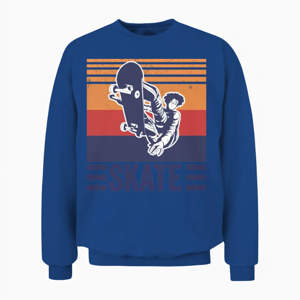 Skateboard Skate Skateboarder Retro Unisex Sweatshirt in Royal