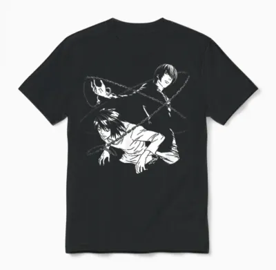 Death Note Light and L Chains Anime Unisex T-Shirt - Black