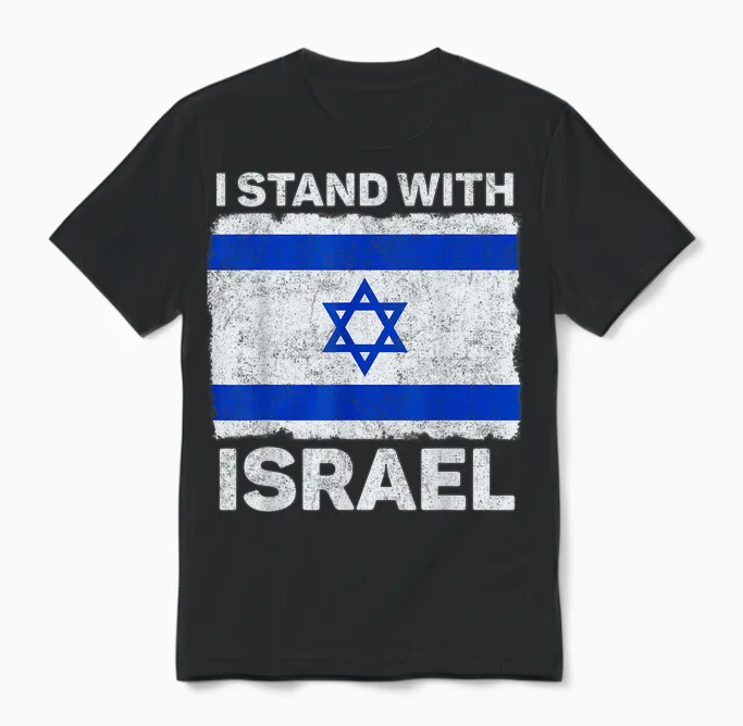 I Stand with Israel Israel Flagge Patriotisches Israel Unisex T-Shirt in Black