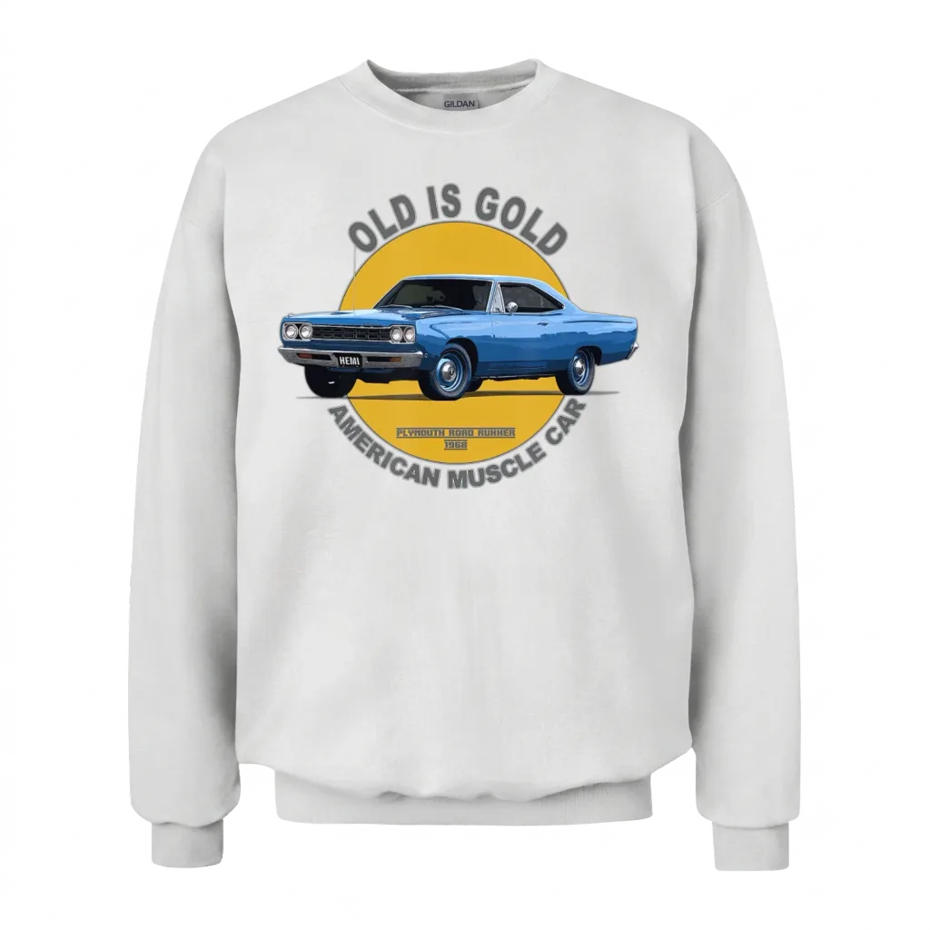 Plymouth Road Runner Hemi American Muscle Car 60s Unisex Sweatshirt - White