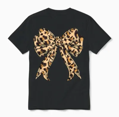 Kokette Schleife Leopard Gepard Print Für Frauen Mädchen Mädchen Mama Unisex T-Shirt - Black