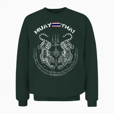 Muay Thai Kickboxing Thailand T-Shirt T-Shirt, Black, S Unisex Sweatshirt - Forest