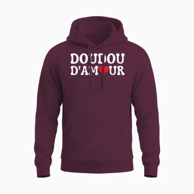 Love Doudou Humour Valentine's Day Idea for Couples T-Shirt, Black, S Unisex Hoodie - Maroon