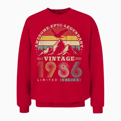 Vintage 1986 Rétro Cadeau 40 Ans Anniversaire Femmes Hommes Unisex Sweatshirt - Red