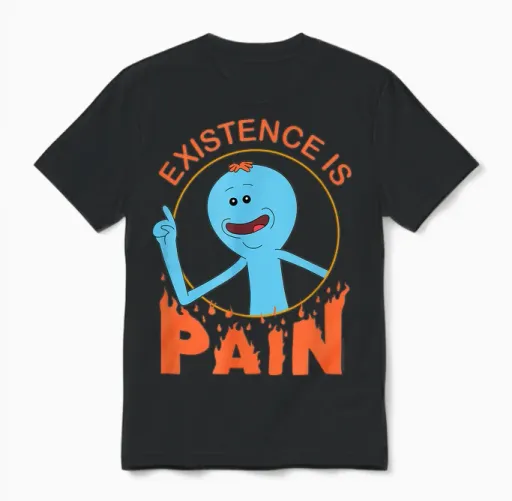Rick and Morty Existence Is Pain,short Sleeve Unisex T-Shirt in Black