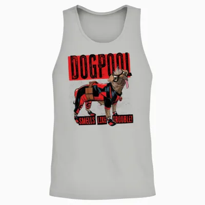 Marvel Studios Deadpool & Wolverine Dogpool Smells Trouble T-Shirt, Black, S Unisex Tank Top - Ash