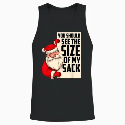 You Should See the Size of My Sack Funny Santa Christmas Unisex Tank Top - Black