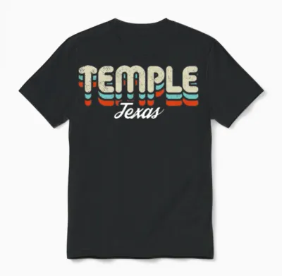 Retro Temple Texas Unisex T-Shirt - Black