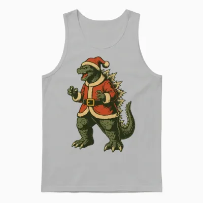 Santa Kaiju Retro Christmas Unisex Tank Top - Ash