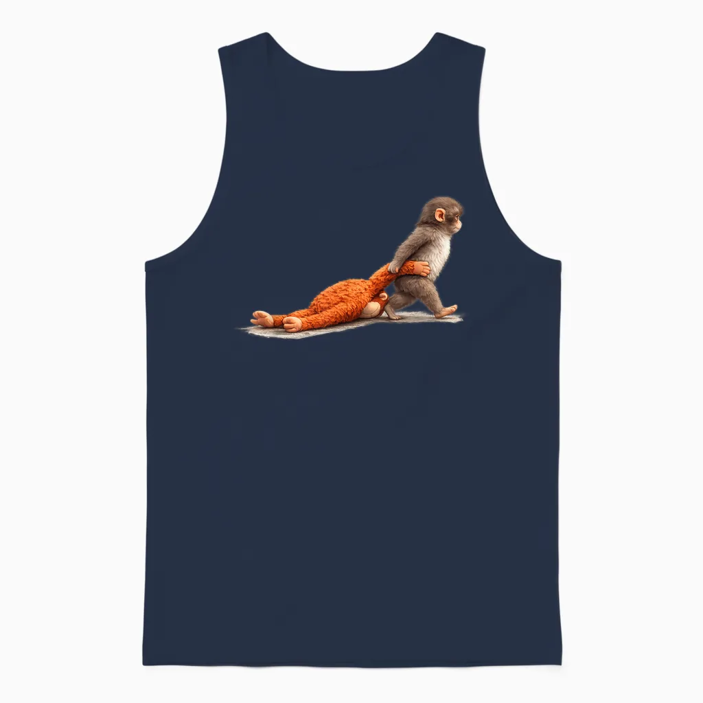 Cute Monkey Punch Unisex Tank Top in Navy