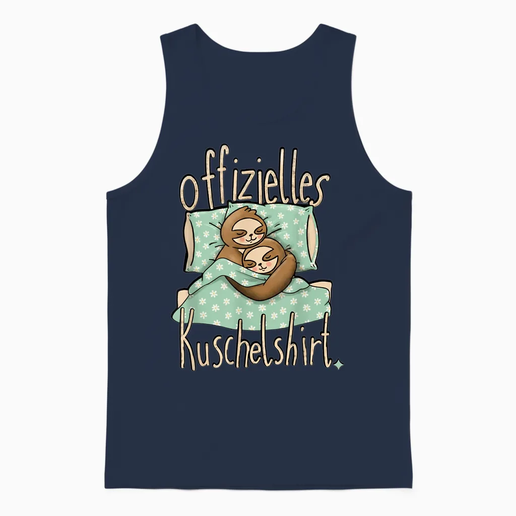 Official Cuddly Shirt Sleep Shirt Sloth Sleeping Unisex Tank Top in Navy