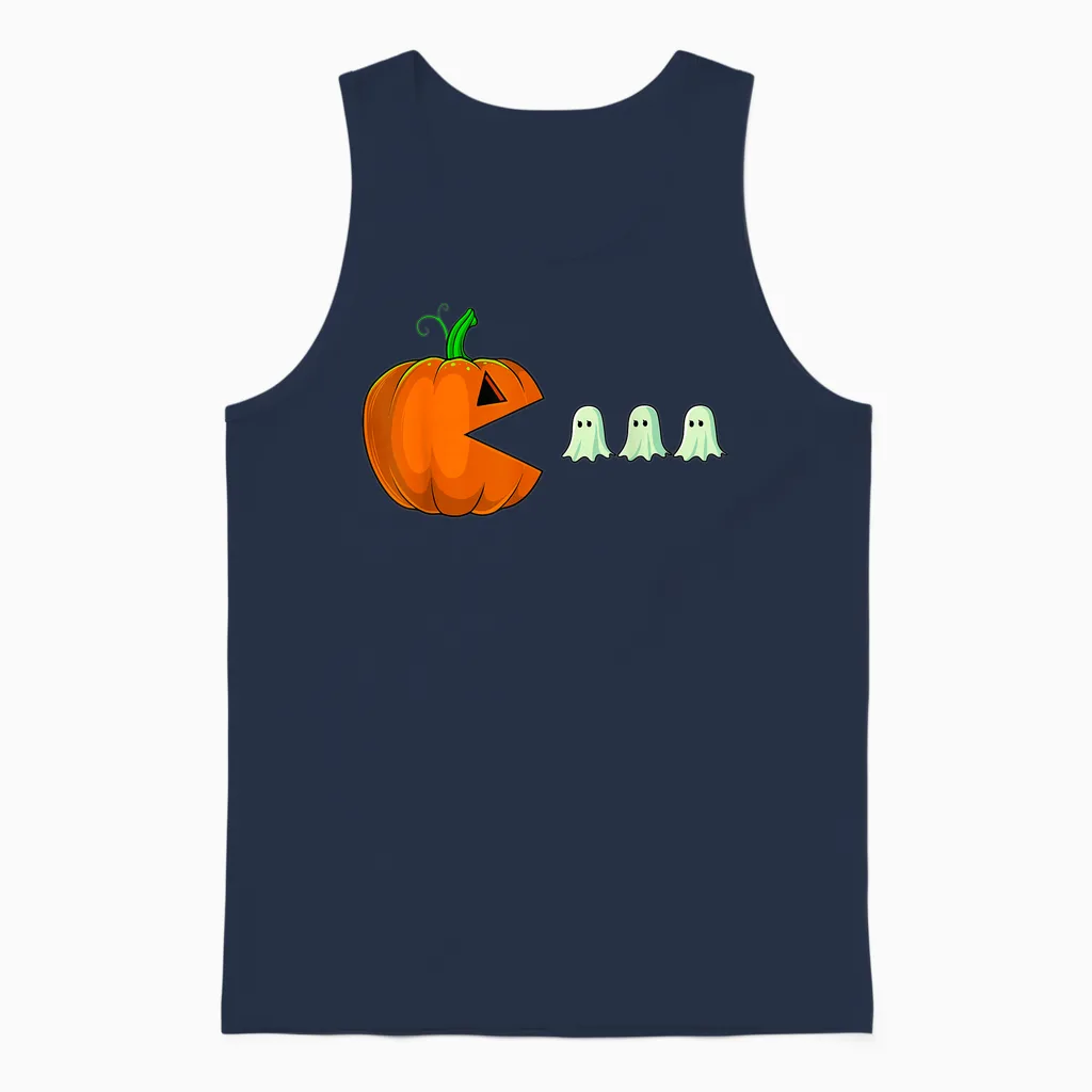 Halloween Pumpkin Funny Ghosts Boys Kids Women Men Unisex Tank Top in Navy