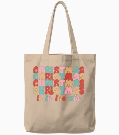 Christmas Is in the Air Retro Tote Bags - Natural