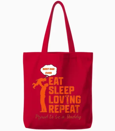 Best Dad Ever Gift - Eat Sleep Love Repeat Tote Bags - Red