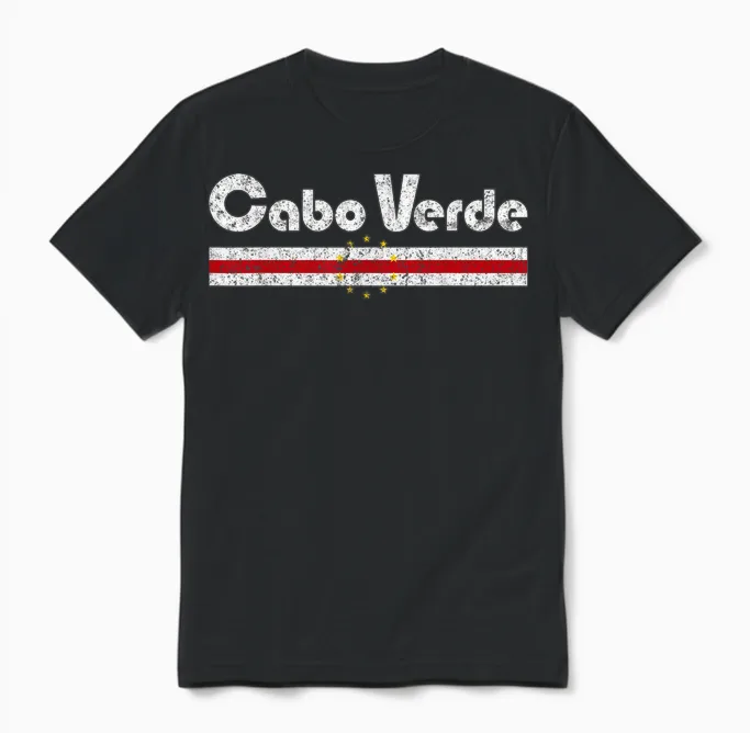 Cabo Verde Flag Cabo Verdean Retro Vintage Classic Graphic Unisex T-Shirt in Black
