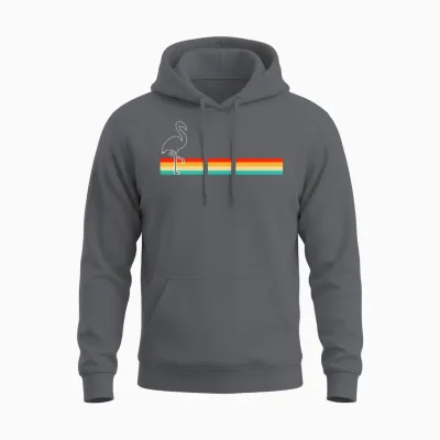 Flamingo Retro Unisex Hoodie - Charcoal