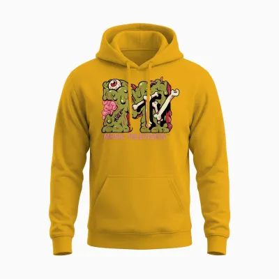 Mademark X Mtv - Mtv Logo Zombie Slime Brain Goo Undead Melted Mtv Unisex Hoodie - Gold