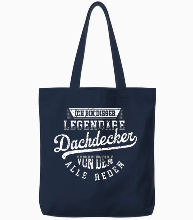 Dachdecker Legende Witziger Vintage Spruch Tote Bags in Navy