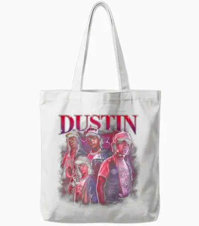 Stranger Things Dustin Heartthrob Officially Licensed Tote Bags - White