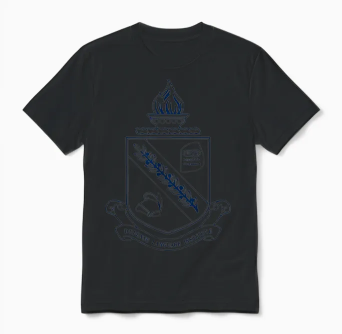 Dliflc Crest Navy Blue Unisex T-Shirt in Black