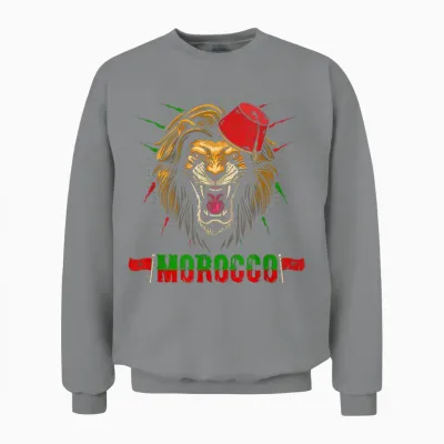 Drapeau Du Maroc Avec Chapeau Lion Marocain Unisex Sweatshirt - Sport Grey