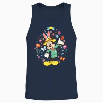 Disney Mickey Mouse with Bunny Ears and Easter Egg Spring Unisex Tank Top - Navy