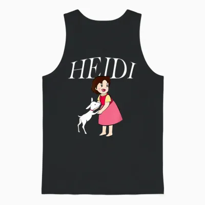 Heidi with Goat Cute Cartoon Tv Series with Logo T-Shirt, Black Unisex Tank Top - Black