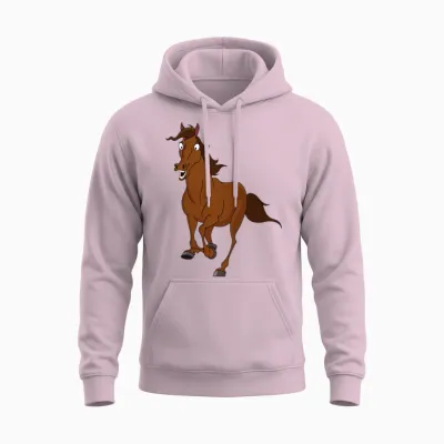 Horse Running Unisex Hoodie - Light Pink