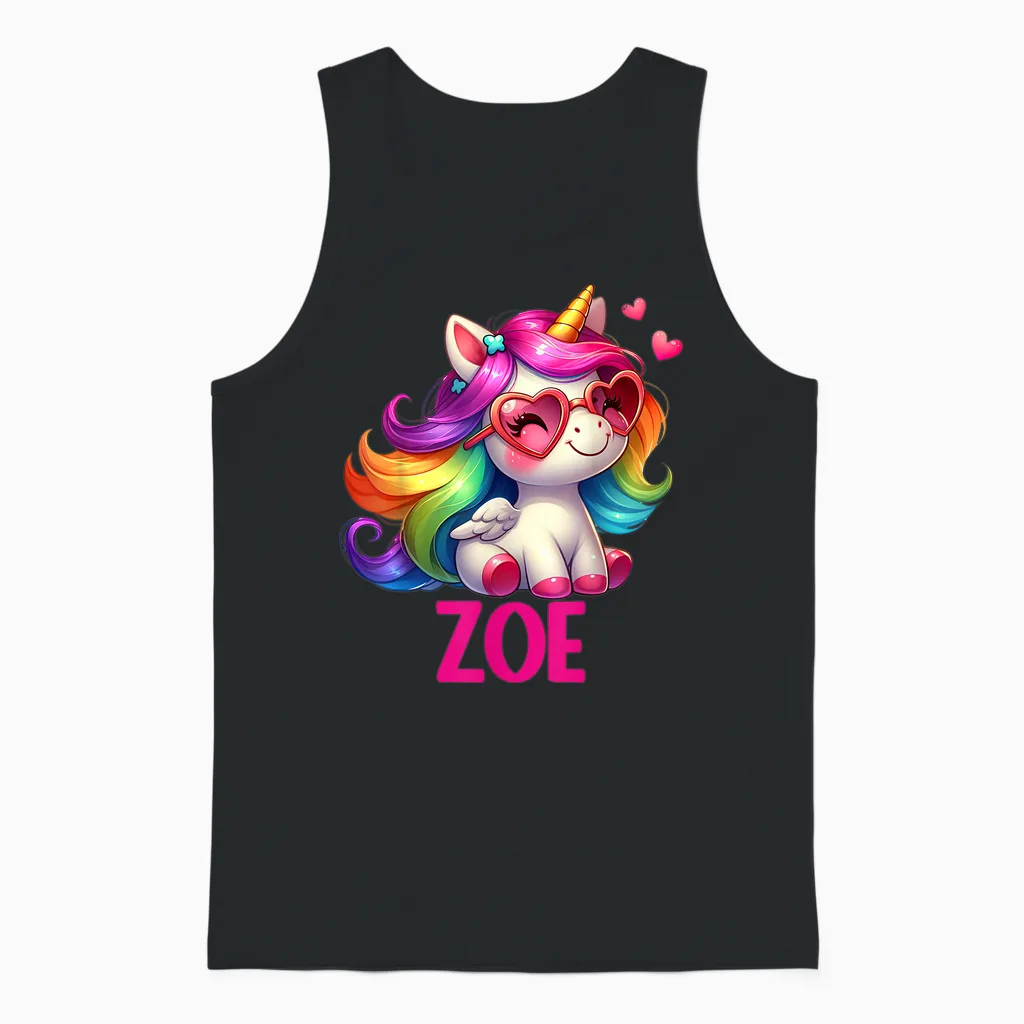 Design Personnalisé Avec Nom De Licorne Zoe Unisex Tank Top in Black
