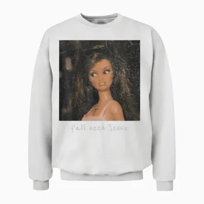 Ya'll Need Jesus Disgusted Face Christian Funny Unisex Sweatshirt - White