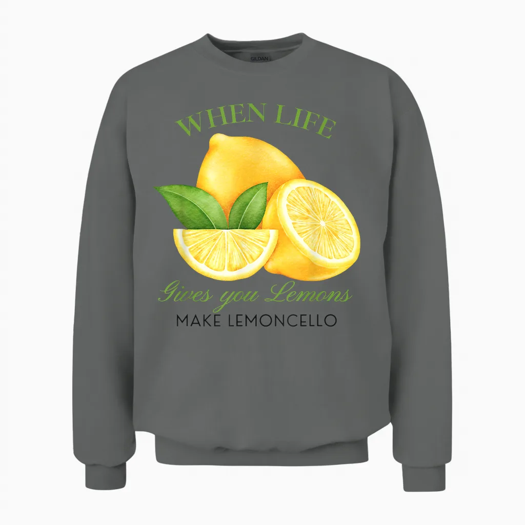 Wenn Das Leben Dir Zitronen Gibt, Mach Lemoncello Lustige Süße Frauen Unisex Sweatshirt in Graphite Heather