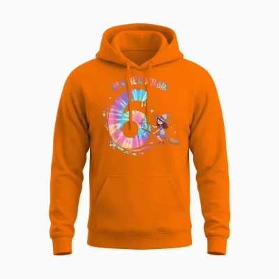 Hex I Am 6 Witches Birthday Gifts for Girls T-Shirt, Black Unisex Hoodie - Safety Orange