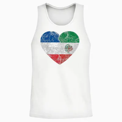 Drapeau Mexicain Français En Forme De Cœur | France Mexique Roots Vintage Unisex Tank Top - White