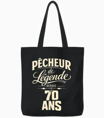Pêcheur De Légende 70 Ans Homme Cadeau Anniversaire Pêche Tote Bags - Black