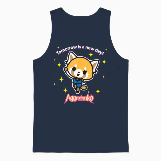 Aggretsuko "tomorrow Is a New Day" Unisex Tank Top in Navy