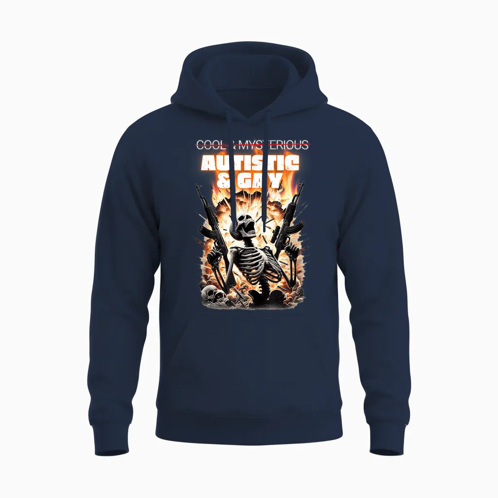 Cool Und Mysterious? Autistisch Und Gay Funny Unisex Hoodie in Navy