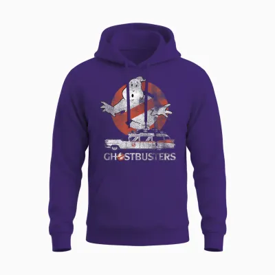 Ghostbusters No Ghost with Ectomobile Retro Movie Unisex Hoodie - Purple