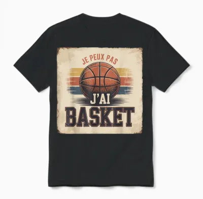 Jersey, Je Peux Pas J'ai Basketball, Men, Women, Children, Unisex T-Shirt - Black